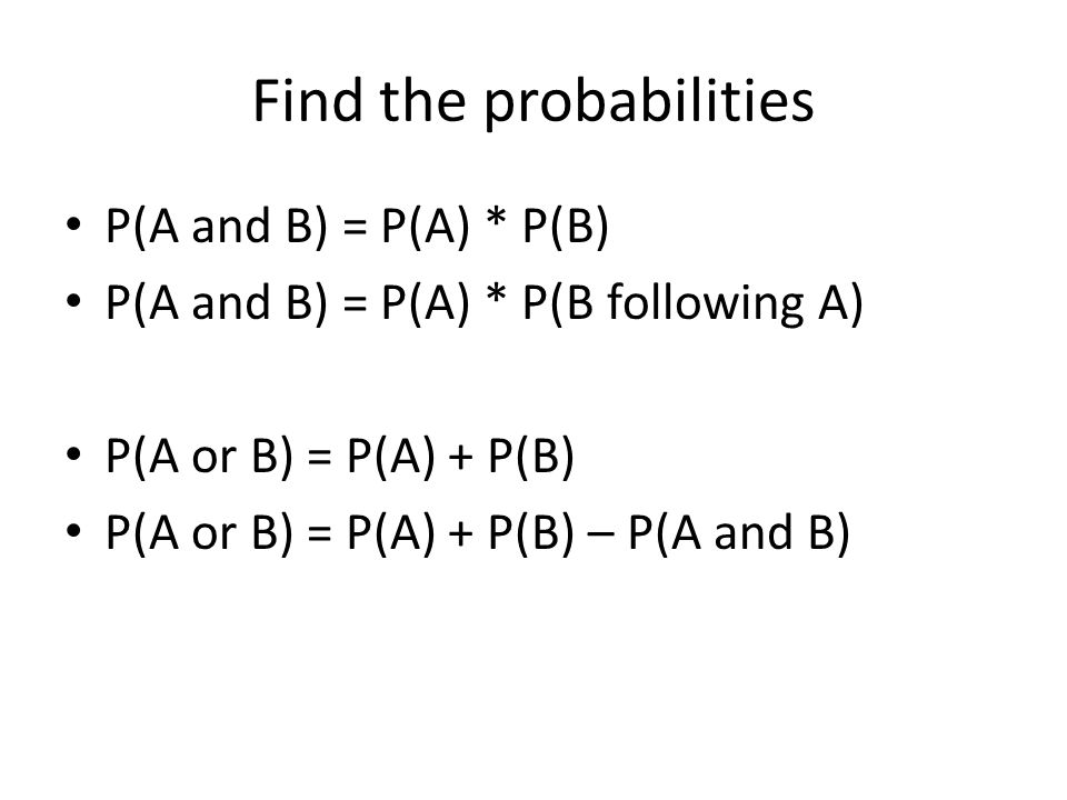 Find the probabilities