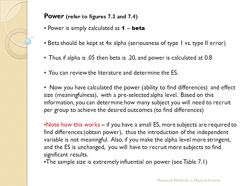 Power (refer to figures 7.3 and 7.4)