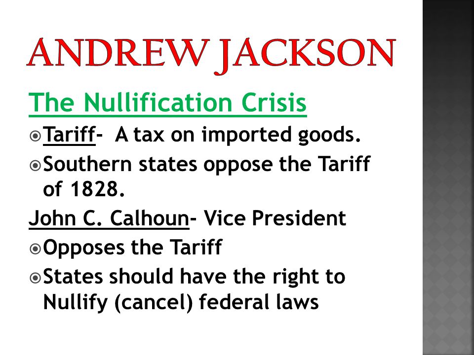 andrew jackson tariffs and nullification crisis