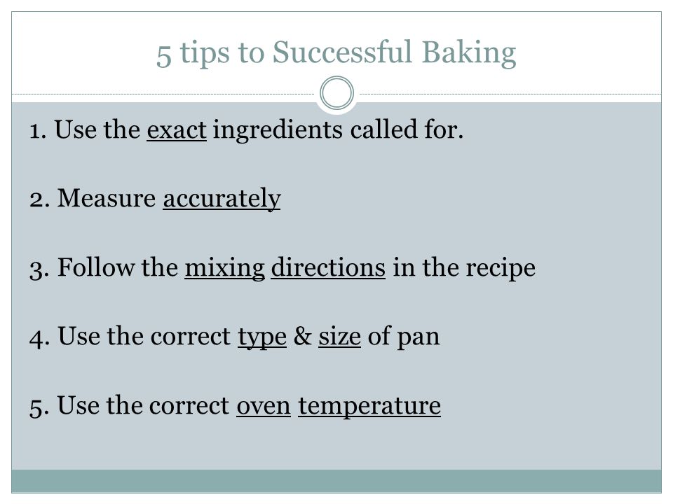5 tips to Successful Baking