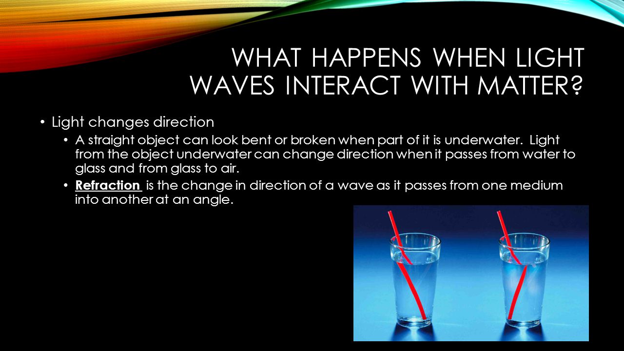 What happens when light waves interact with matter
