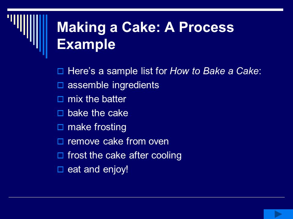 Making a Cake: A Process Example