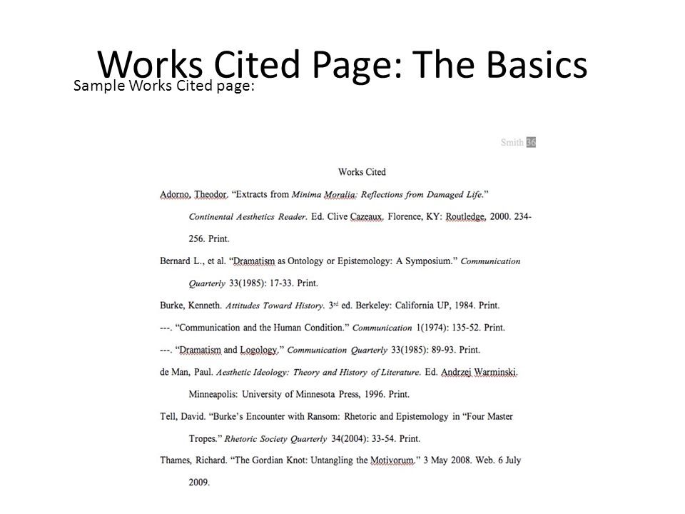 mla format works cited page
