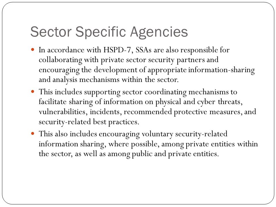 Sector Specific Agencies