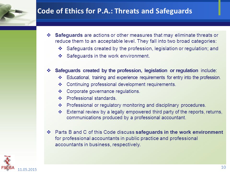 Code of Ethics for P.A.: Threats and Safeguards