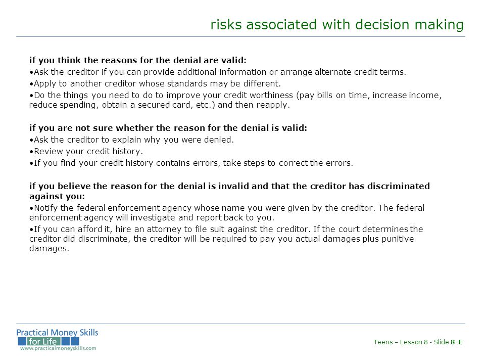 risks associated with decision making