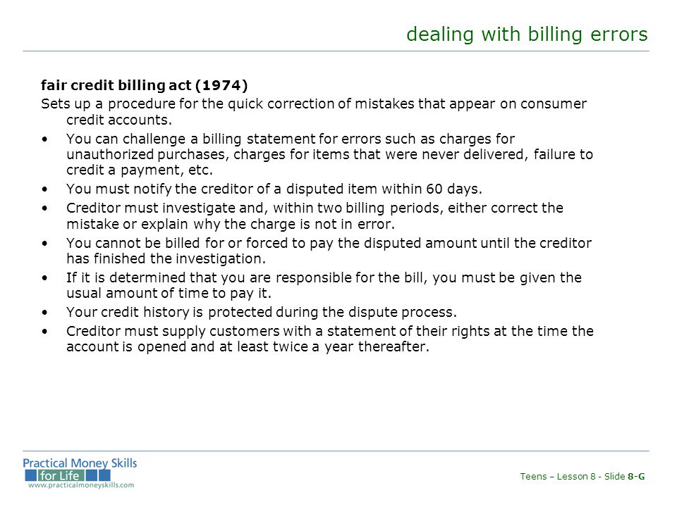 dealing with billing errors