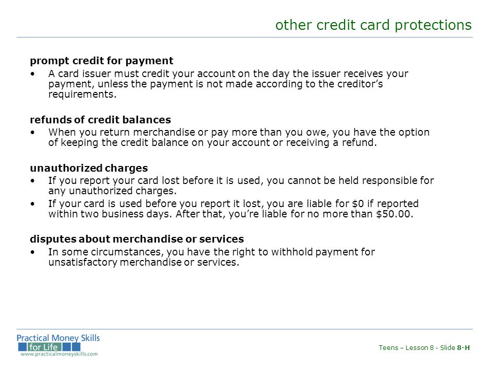 other credit card protections