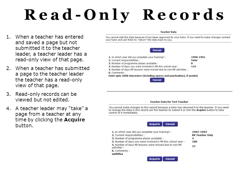 Read-Only Records