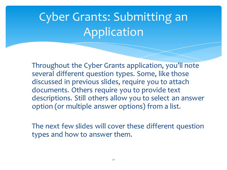 Cyber Grants: Submitting an Application