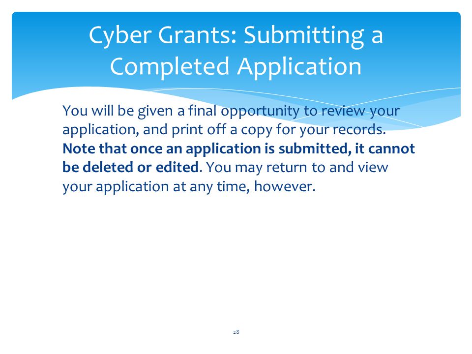 Cyber Grants: Submitting a Completed Application