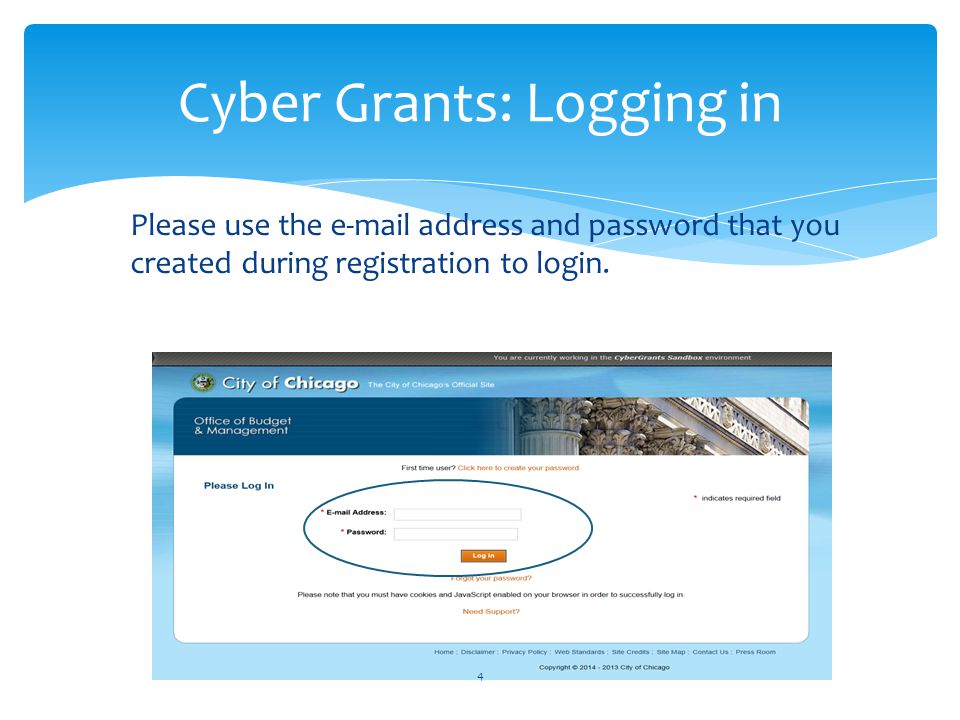 Cyber Grants: Logging in