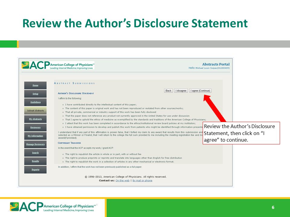 Review the Author’s Disclosure Statement