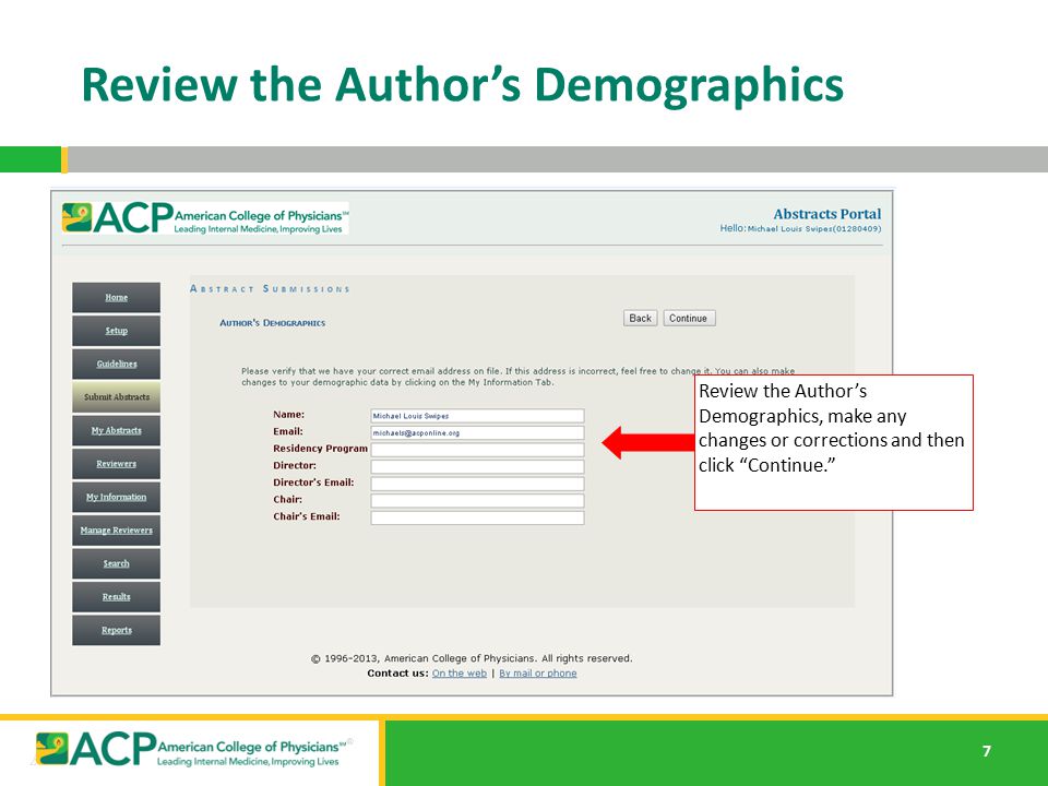Review the Author’s Demographics