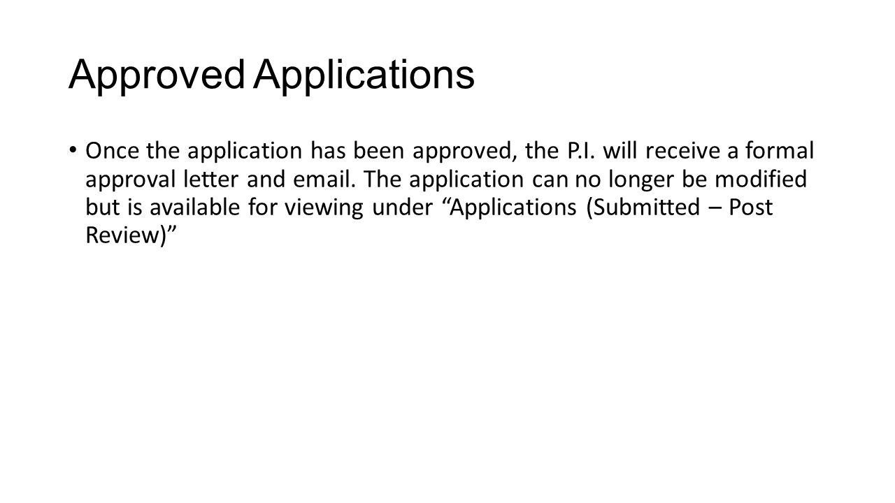 Approved Applications