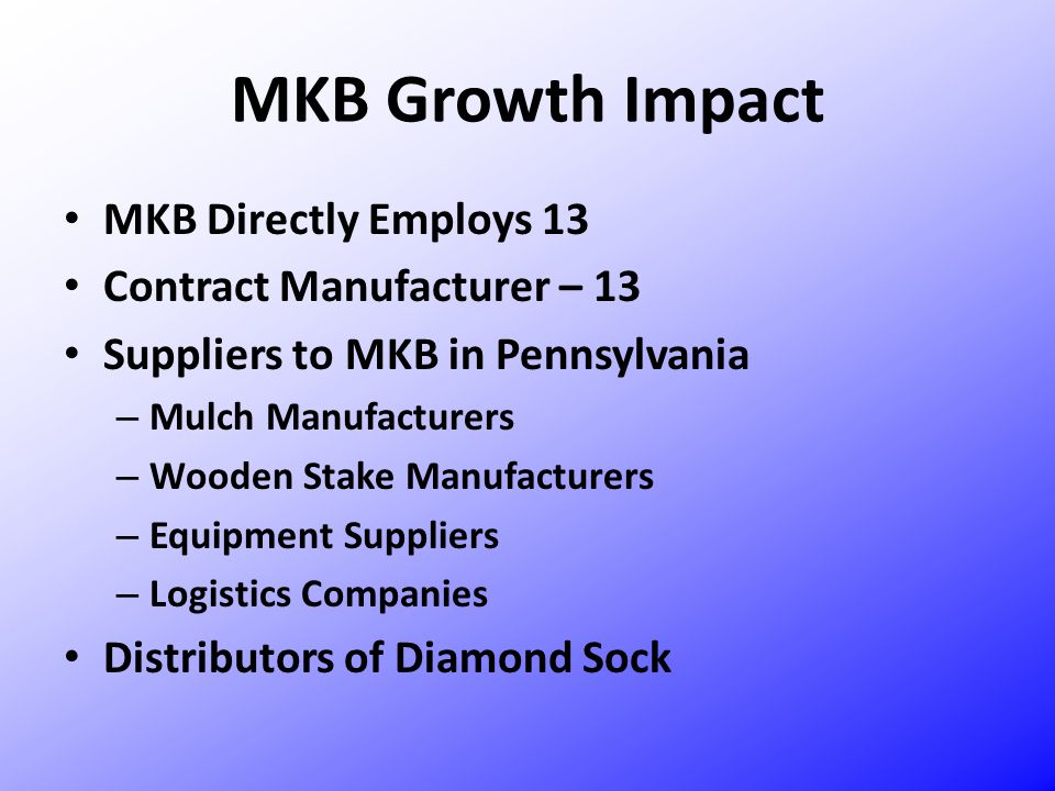 MKB Growth Impact MKB Directly Employs 13 Contract Manufacturer – 13