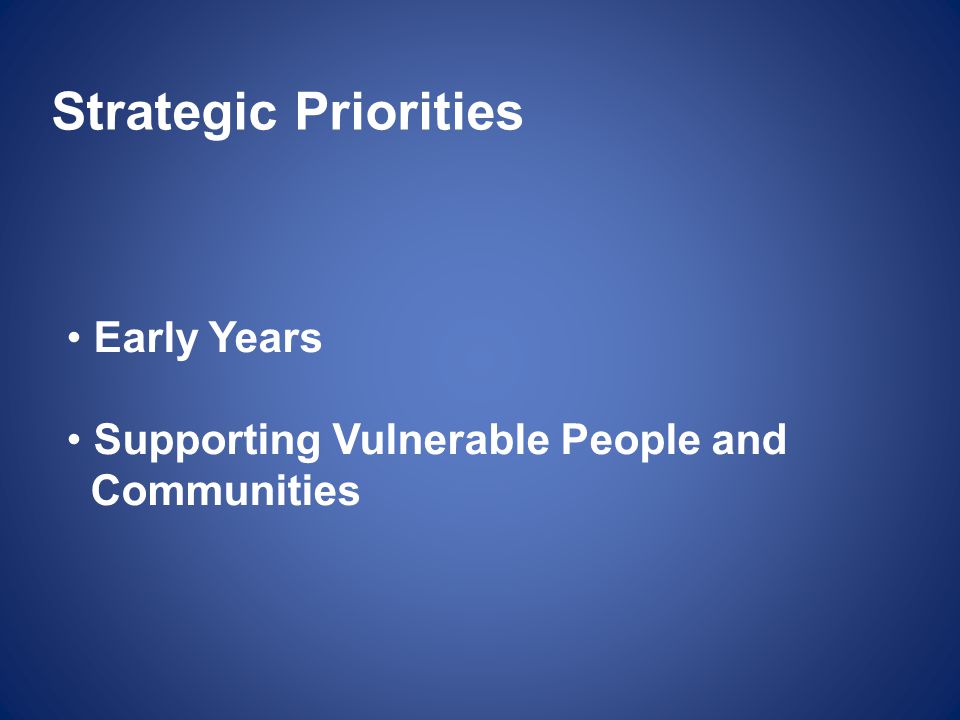 Strategic Priorities Early Years Supporting Vulnerable People and
