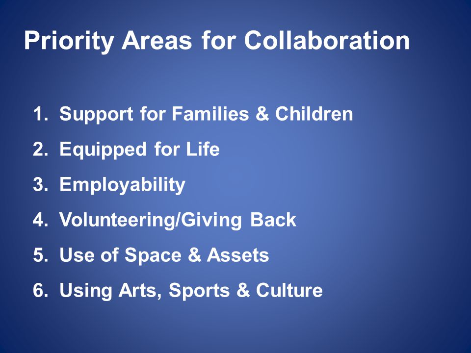 Priority Areas for Collaboration