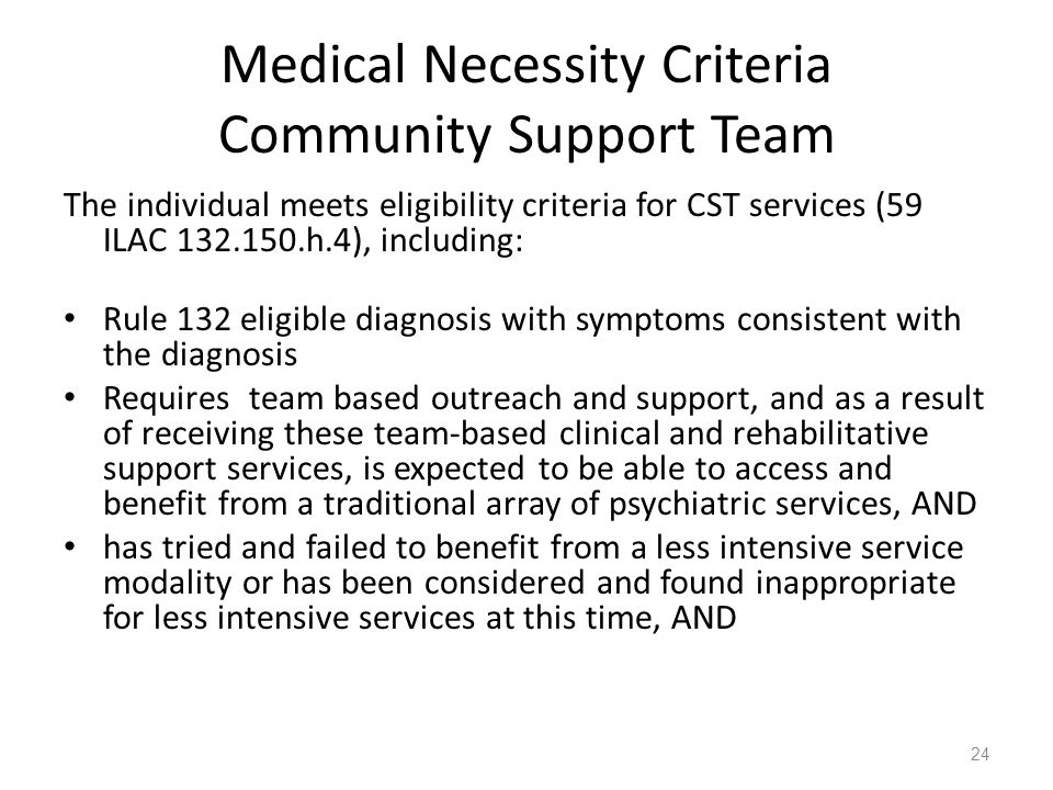Medical Necessity Criteria Community Support Team