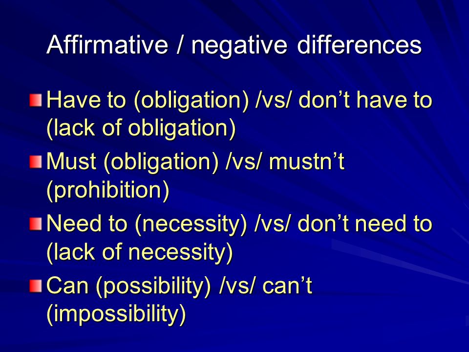 Affirmative / negative differences