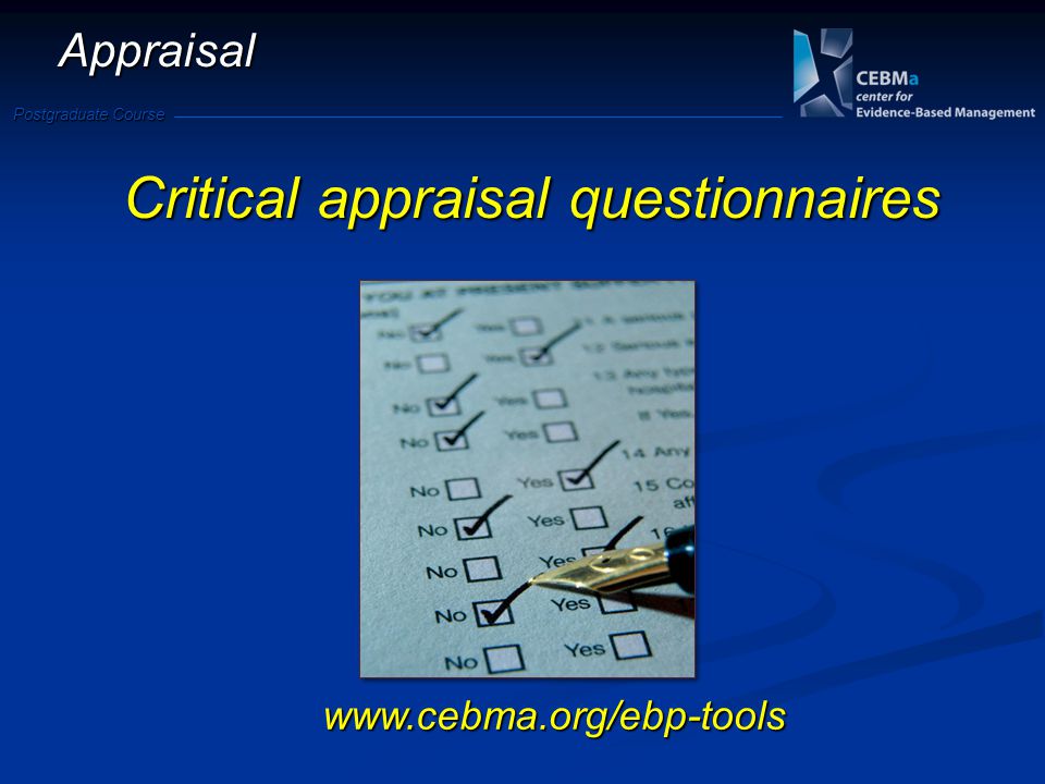 Critical appraisal questionnaires