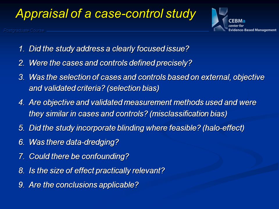 Appraisal of a case-control study
