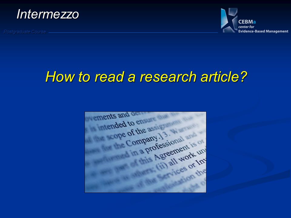 How to read a research article
