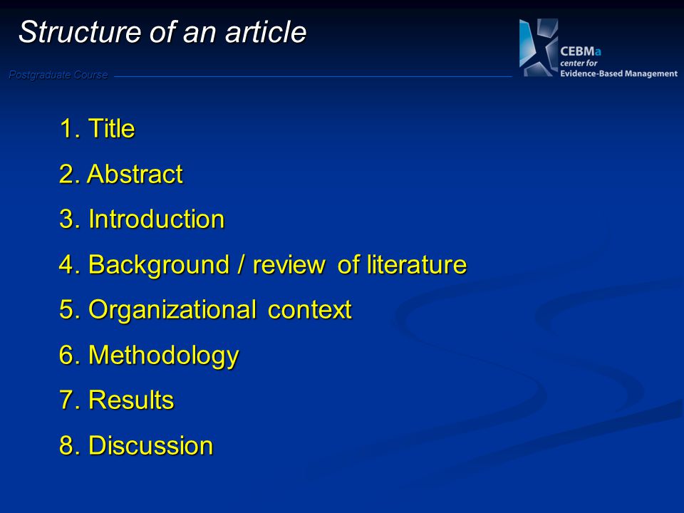 Structure of an article