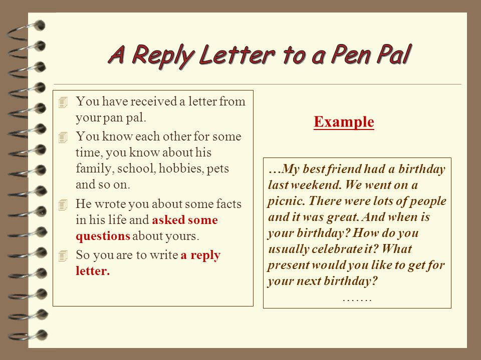 informal letter to penpal