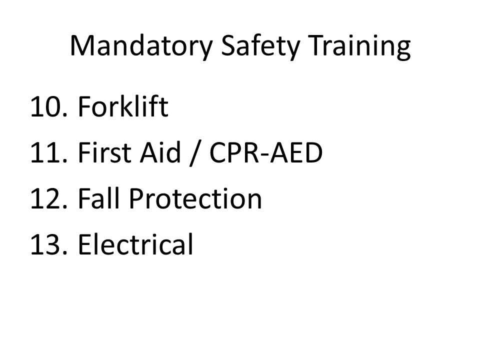 Mandatory Safety Training