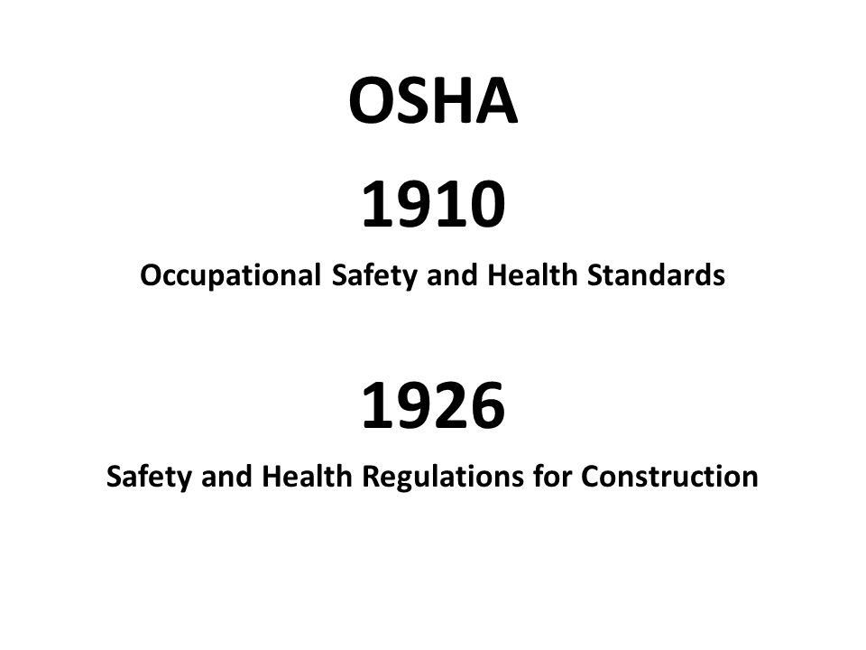 OSHA Occupational Safety and Health Standards