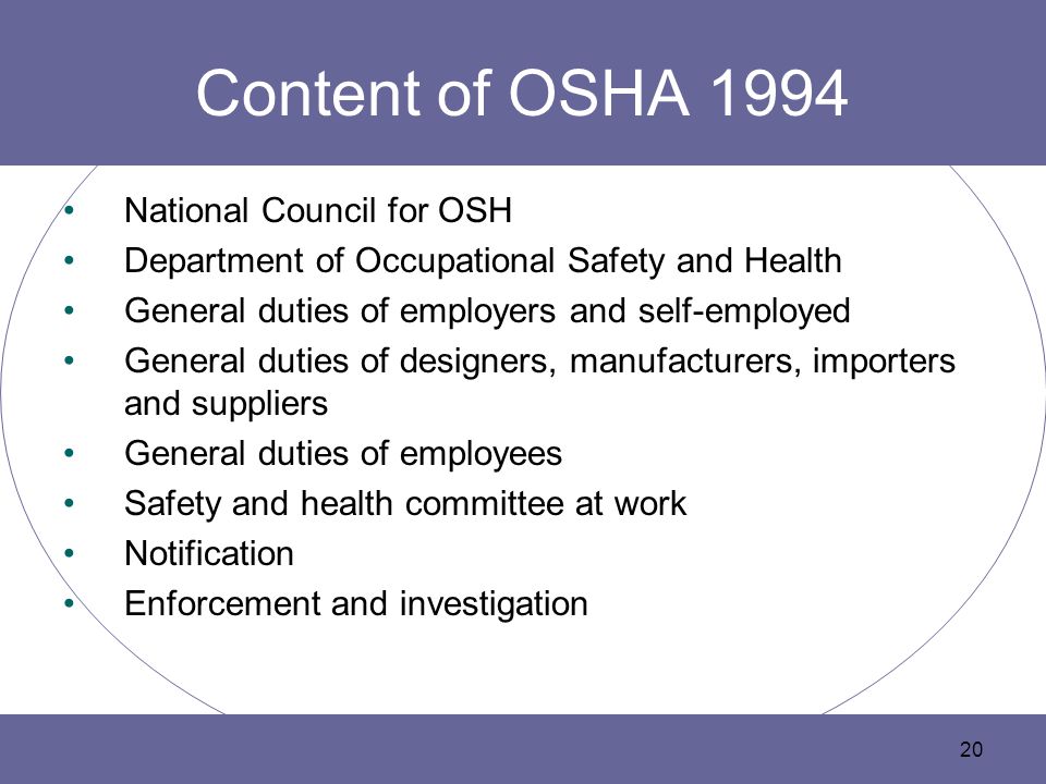 Legal Requirements Of Occupational Safety And Health Ppt Download