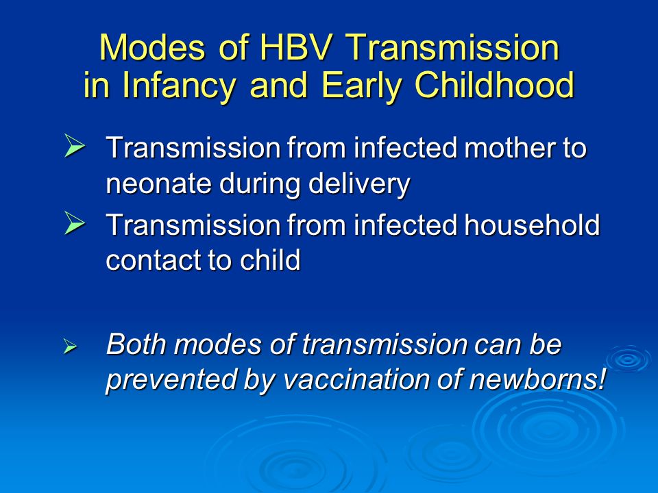 Modes of HBV Transmission in Infancy and Early Childhood