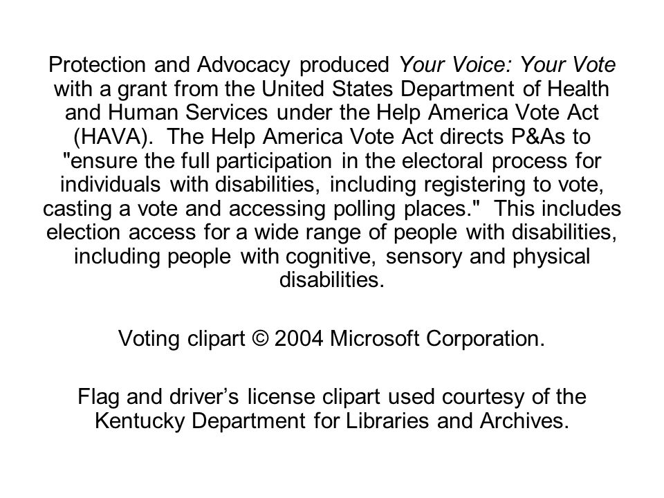 Voting clipart © 2004 Microsoft Corporation.