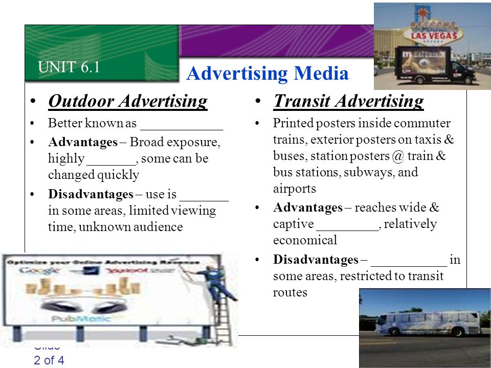 Advertising Media Outdoor Advertising Transit Advertising UNIT 6.1