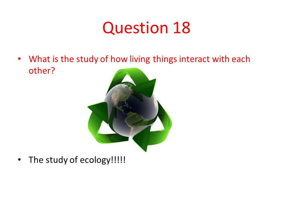 Question 18 What is the study of how living things interact with each other.
