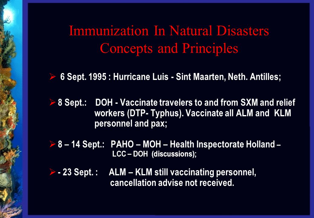 Immunization In Natural Disasters Concepts and Principles