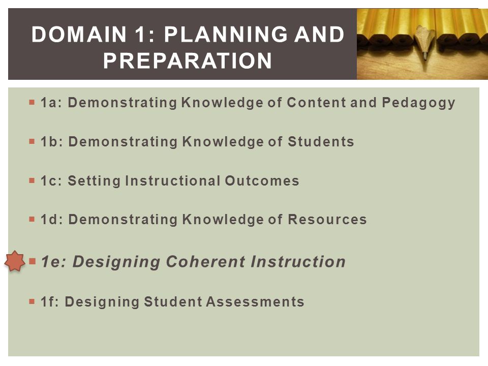 Domain 1: Planning and Preparation