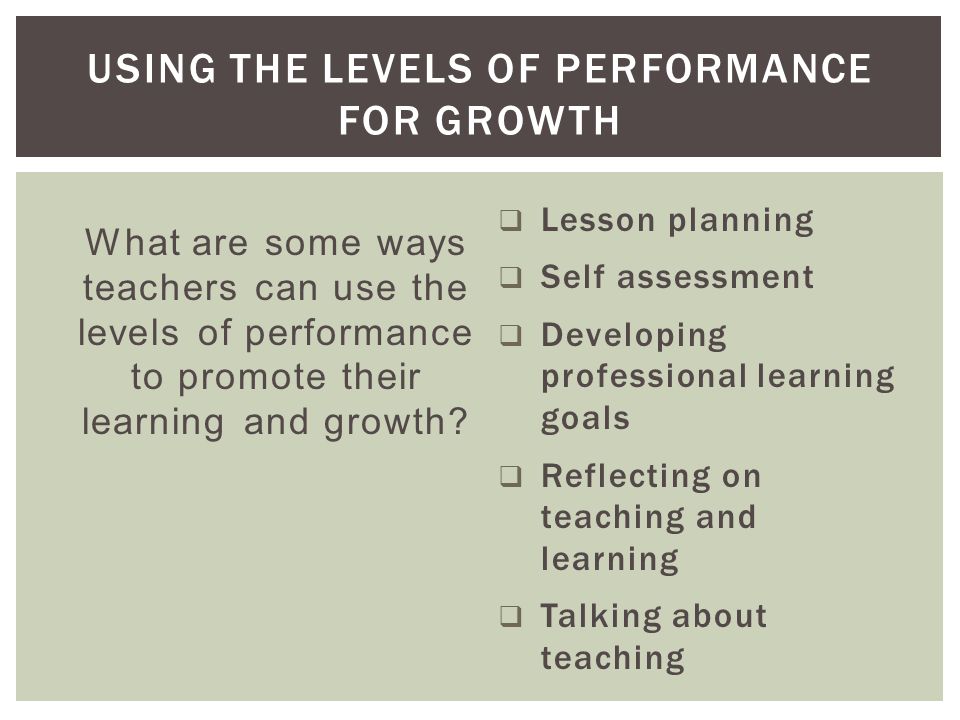 Using the Levels of Performance for GROWTH