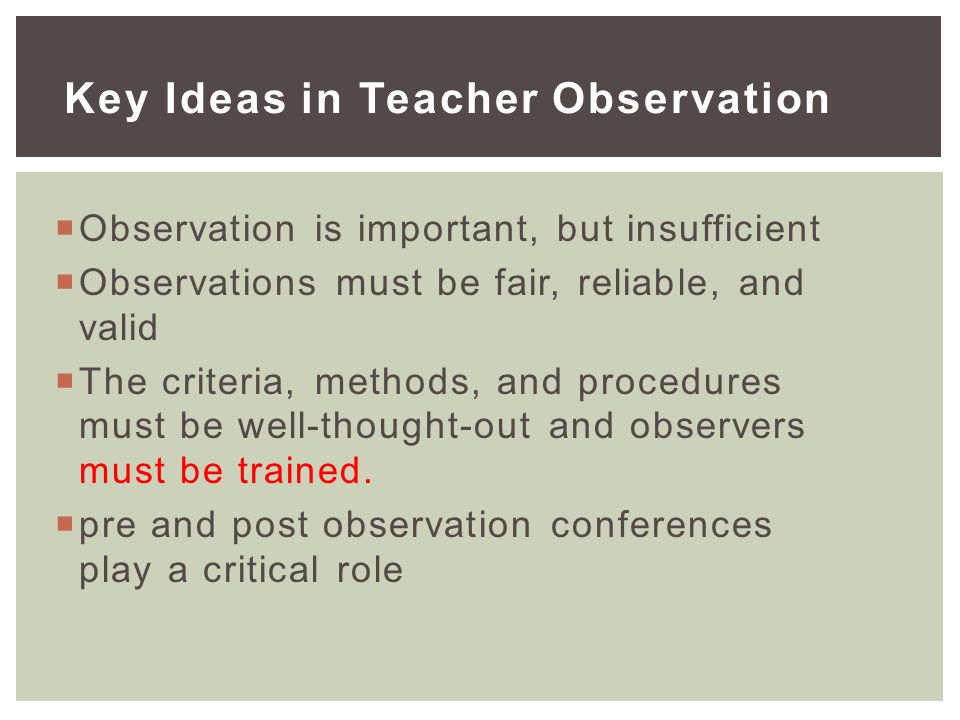 Key Ideas in Teacher Observation