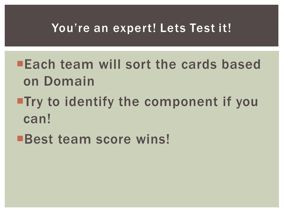 You’re an expert! Lets Test it!
