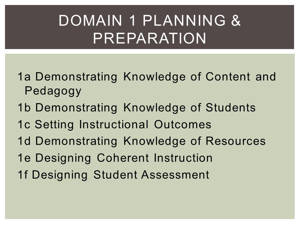 Domain 1 Planning & Preparation