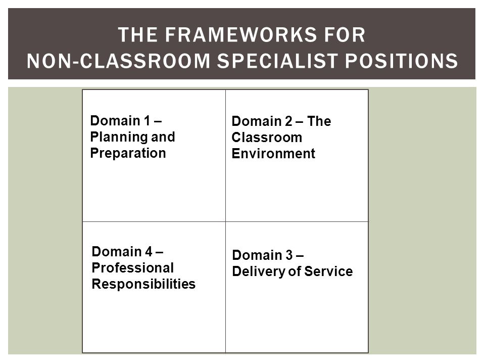 The Frameworks for Non-Classroom Specialist Positions