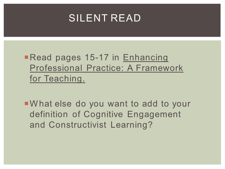 Silent Read Read pages in Enhancing Professional Practice: A Framework for Teaching.