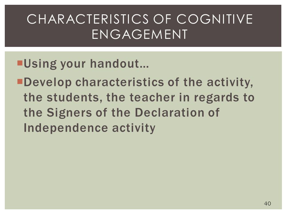 Characteristics of Cognitive Engagement