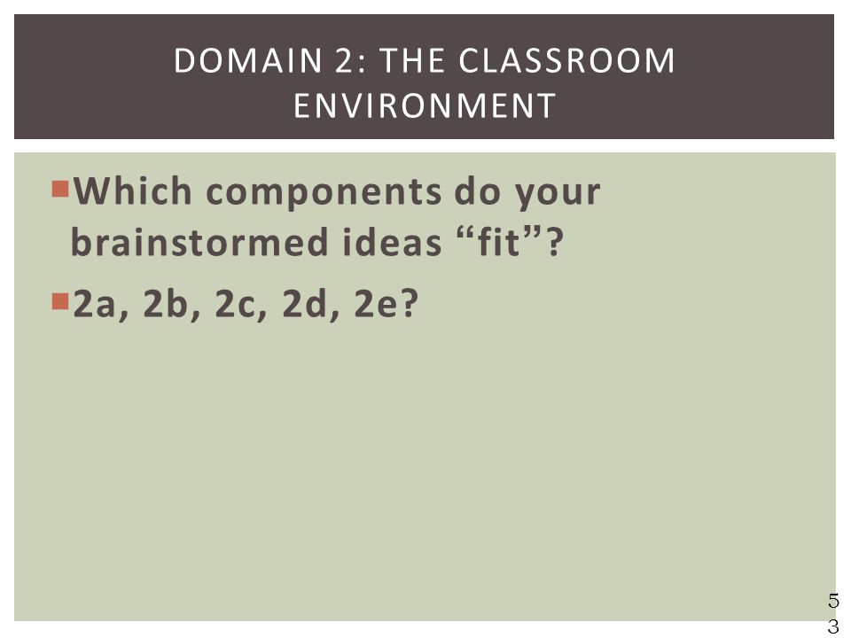 Domain 2: The Classroom Environment
