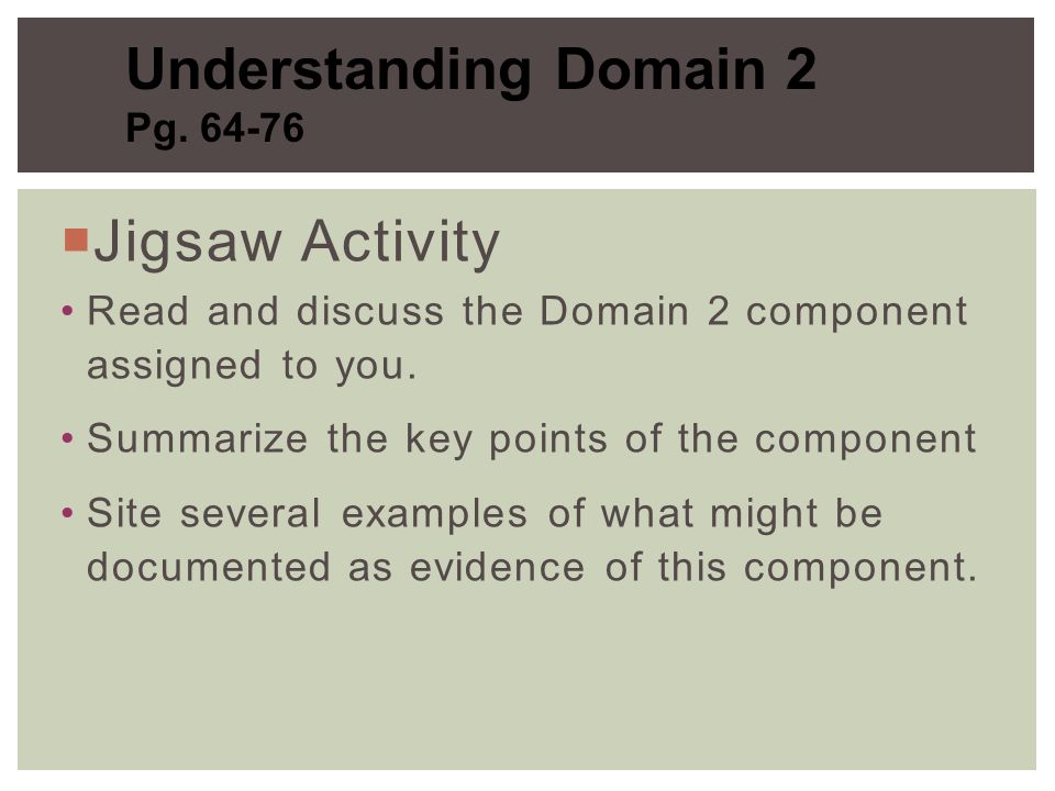 Understanding Domain 2 Jigsaw Activity Pg
