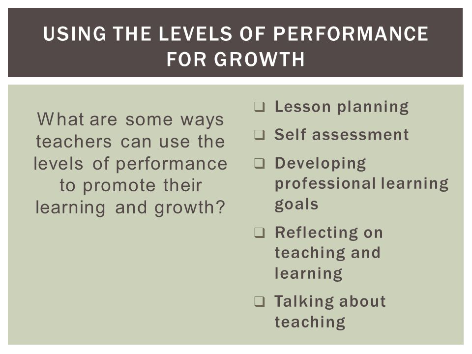Using the Levels of Performance for GROWTH