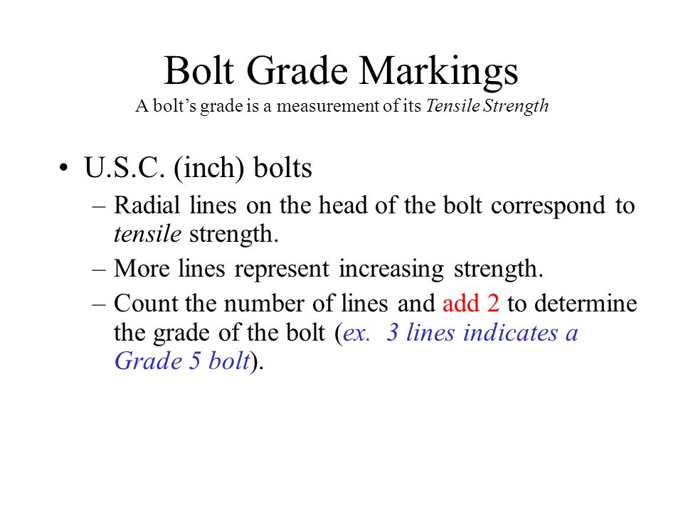 Bolt Grade Strength Chart