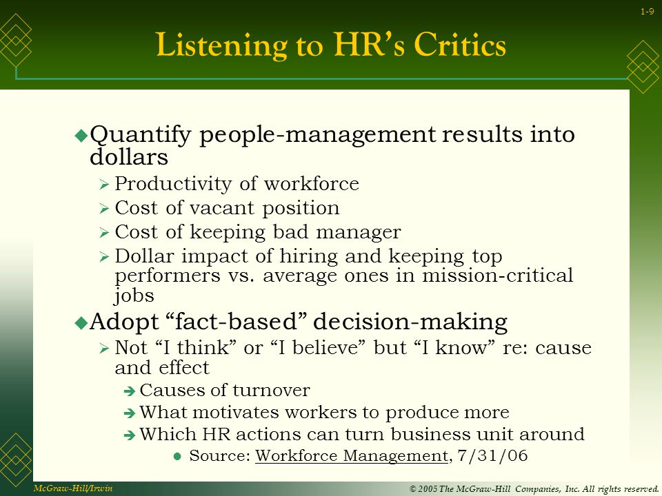 Listening to HR’s Critics